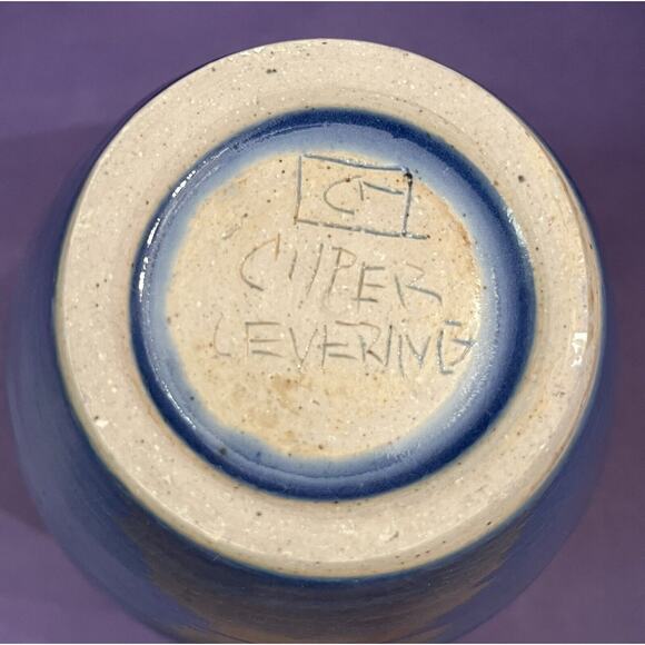 Medium-Size Blue Glazed Signed Art Pottery Vase 7 5/8” - Picture 7 of 7